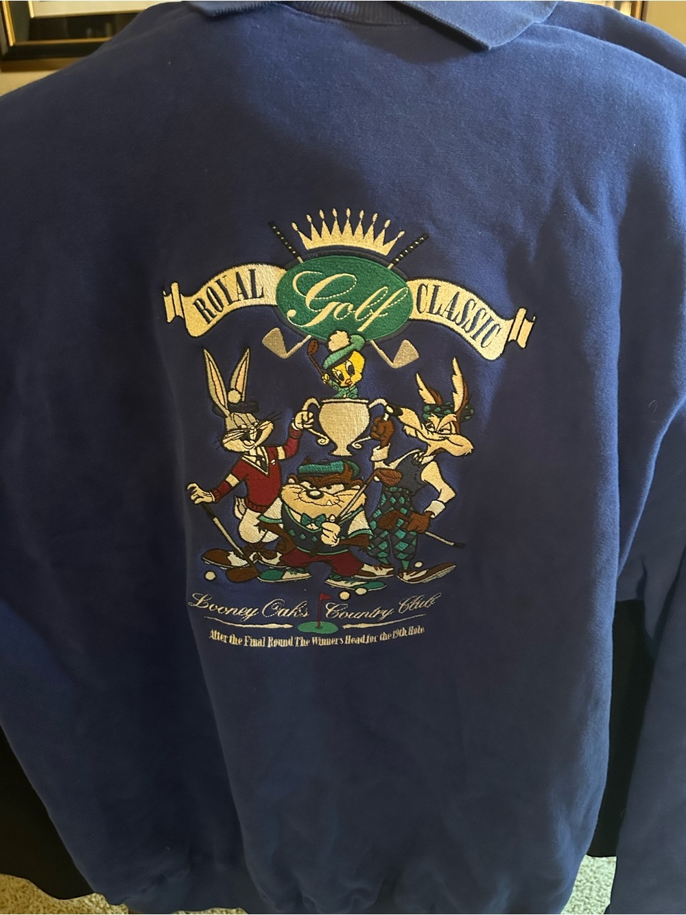 Vintage Looney Tunes Royal Golf Classic Blue Graphic Sweatshirt